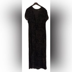 Vintage 1990s Tahari Burnout Velvet Evening Gown Brown Paisley Size 14 NWOT